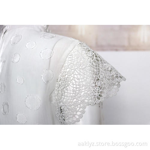 Summer Solid Color Lady Dot Chiffon Tops